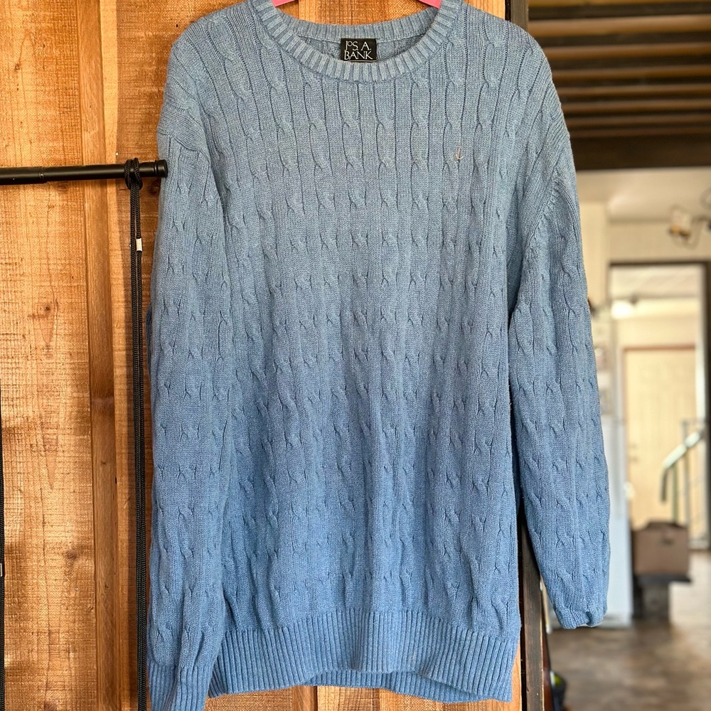 Jos. A. Bank Blue Cable Knit Sweater